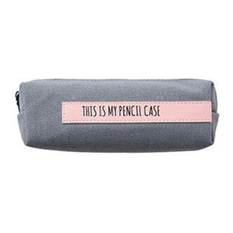 Grey Pink Простой Текстовый пенал из парусины школьные принадлежности канцелярские принадлежности подарок студентам симпатичный карандаш коробка пенал для карандашей сумка Школьный инструмент - Цвет: Grey Pink