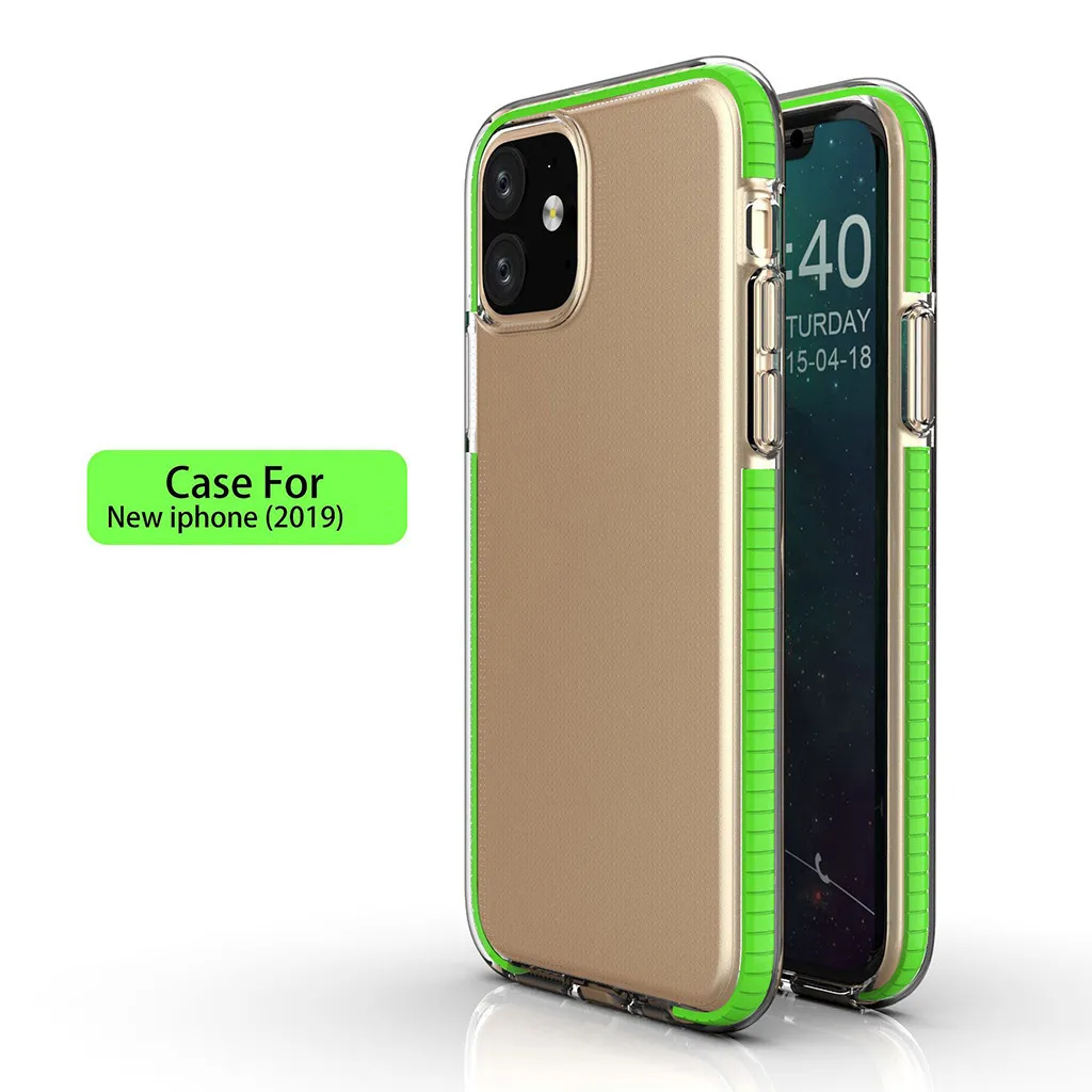 Зеленый Чехол Mosunx из ТПУ с амортизацией и четырьмя углами для iPhone 11 6,1 дюймов и iPhone 11 Pro 5,8 дюймов Pro Max 6,5 Дюймов - Цвет: Зеленый