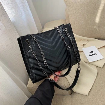 

Women's Designer Handbag Large Tote Bag 2019 High Quality Leather High Capacity Chain Shoulder Messenger Bag Sac A Main Femme