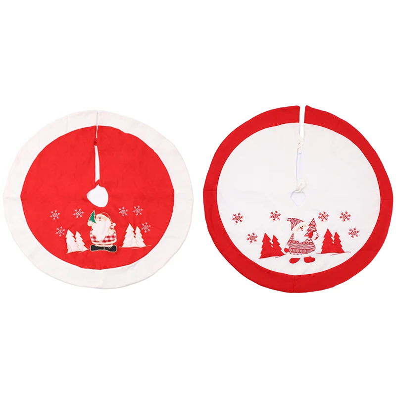 Home Decoration Christmas Tree Skirt Santa Claus Pattern Embroidered Christmas Tree Carpet for Holiday Home Supplies Decor
