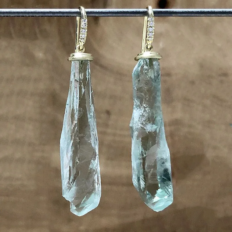 

Vintage Sky Blue Stone Long Drop Earrings Elegant Lcicle CZ Wedding Engagement Jewelry For Women Crystal Dangle Earring O5D298