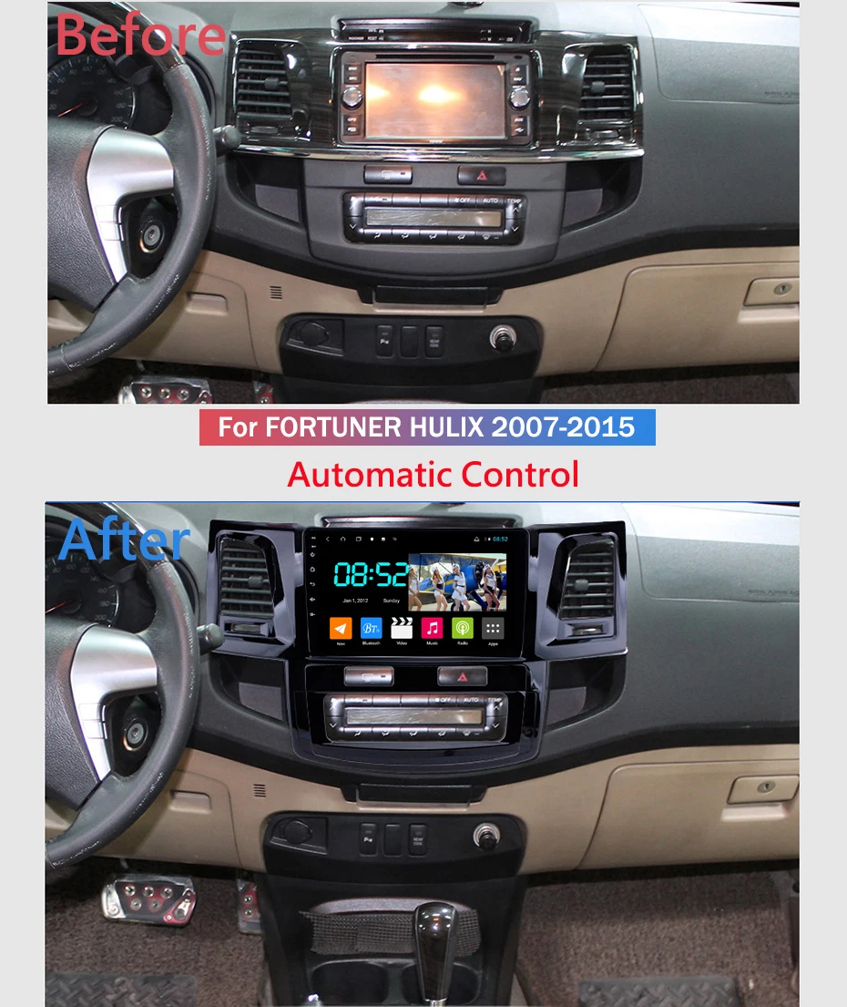 Android 8,1 автомобильный DVD 1din мультимедийная система Navi для Toyota Fortuner 2007- AC Автомобильный gps навигатор головное устройство BT SWC wifi