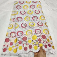 Ткань из Дубая coton tissu африканская шаль кружевная ткань Африканская сухая швейцарская вуаль кружева в швейцарской нигерийской кружевной ткани 5 ярдов