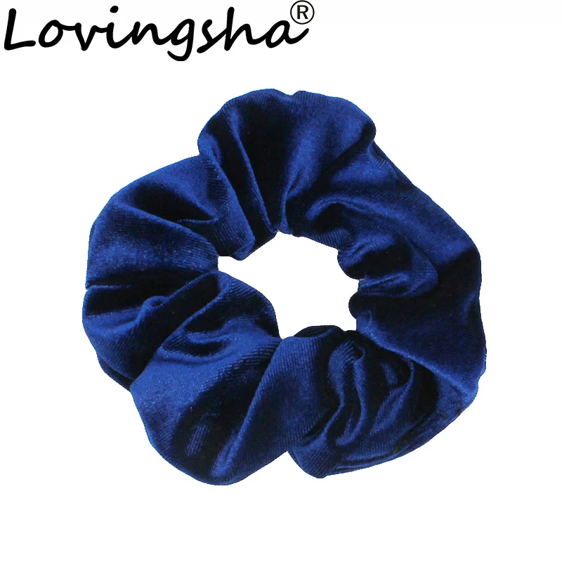 LOVINGSHA Big Size Solid Velour Wholesale Hair Accessories Women Girl Hair Tie Scrunchie Female Ponytail Hair Holder Rope WS002