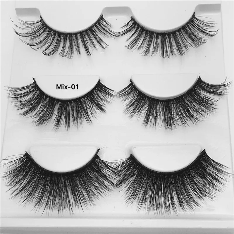 

3 Pairs 3D Natural Thick False Fake Eyelashes Eye Lashes Makeup Extension natural faux mink lashes magnetic eyelashes