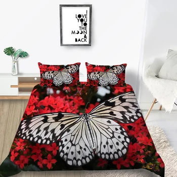 

Floral Bedding Set Butterfly Beautiful Fresh Natural Duvet Cover 3D King Queen Twin Full Single Double Unique Design Bed Set