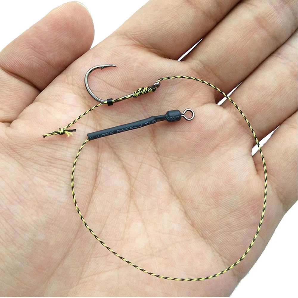 36Pcs Carp Fishing Hair Rigs Braided Thread Line With Carp Barbed Hooks Swivels Anti-Tangle Sleeves Boilies Rigs Terminal Tackle