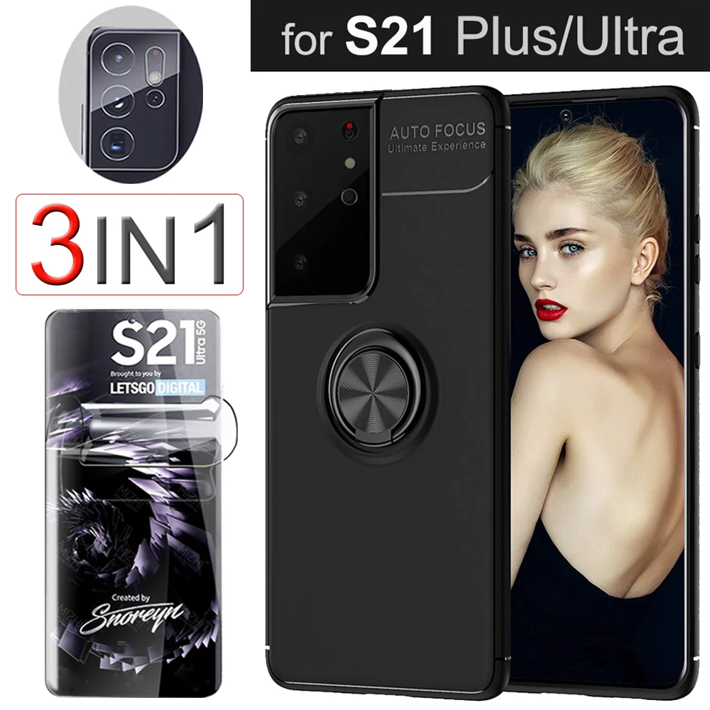 S21 Ultra Case Zacht Glas Ring Houder Shockproof Cover Voor Samsung Galaxy S21plus S21ultra Case Samsung S21 Ultra Case And Screen Protector Phone Case Covers Aliexpress