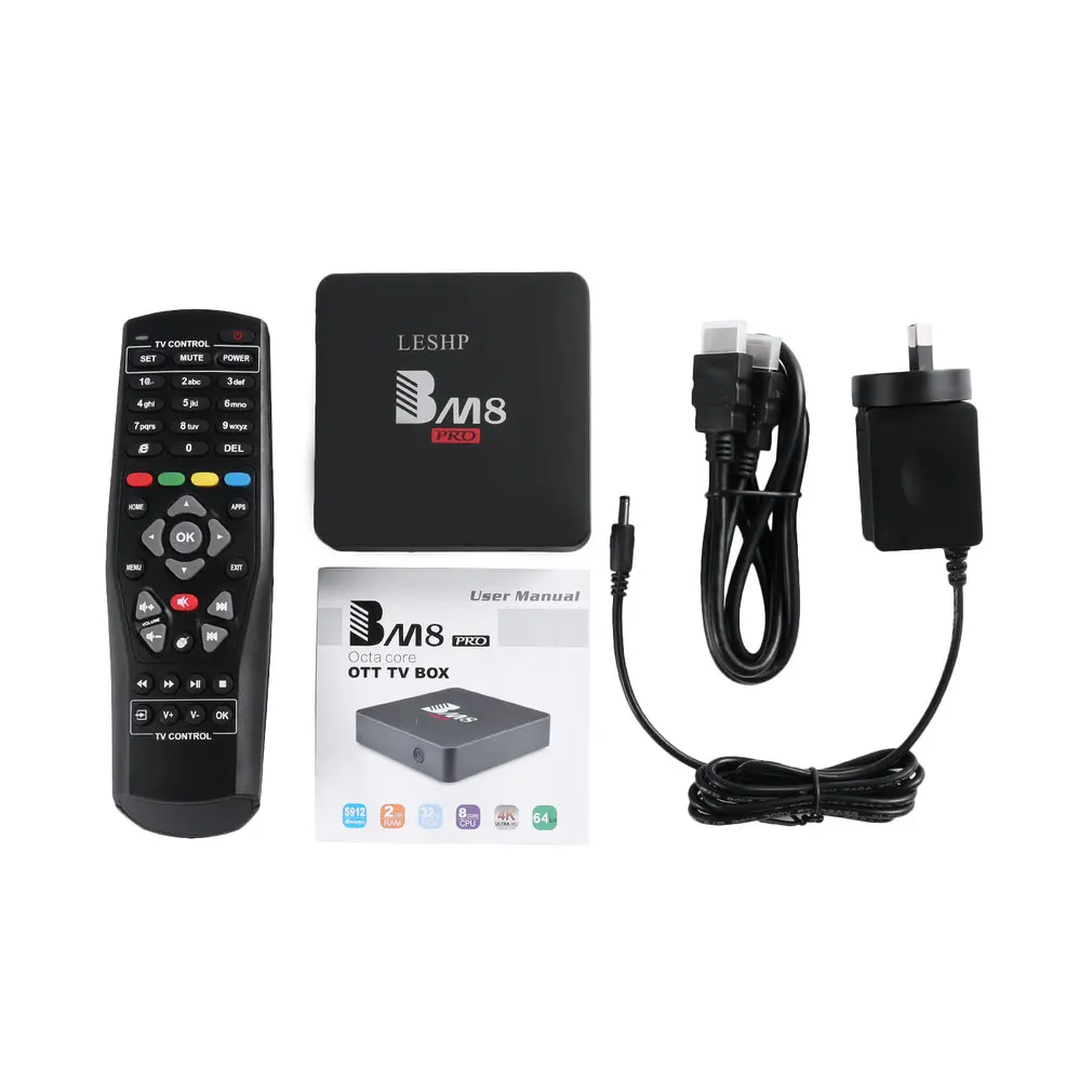 LESHP BM8PRO tv BOX 4K Android6.0 Amlogic S912 Восьмиядерный 2 ГБ DDR3 32 Гб EMMC 2,4G/5G двойной wifi диапазон BT 4,0 3D медиаплеер