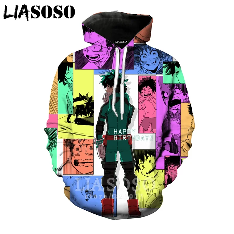 LIASOSO для мужчин и женщин Asui Tsuyu Толстовка 3D принт My Hero Academy Аниме толстовки с круглым вырезом хип хоп Уличный Топ Повседневный пуловер A281-3 - Цвет: 5