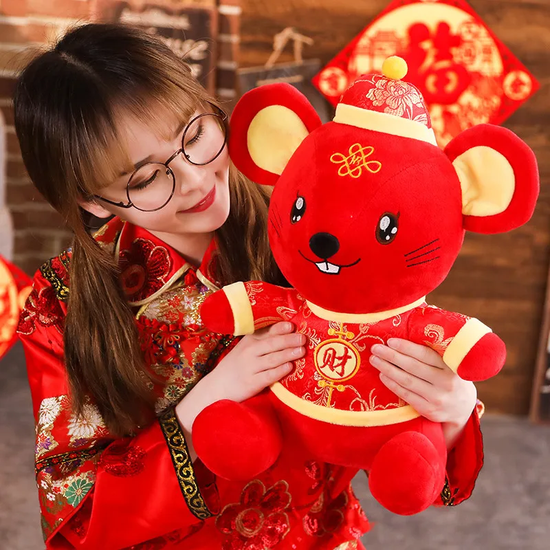 Candice guo плюшевая игрушка чучела кукла Зодиак Chinse Новогодняя удача Мышь Крыса Бог богатства приносить хорошие деньги на удачу подарок 1 шт
