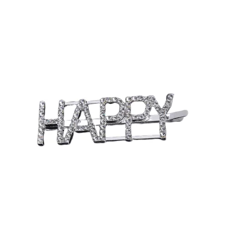 happy Новинка, заколки для волос, Кристальные блестящие стразы, слова, буквы, заколки для волос, Женский инструмент для укладки, заколка, алмазные аксессуары для волос, заколки, зажим - Цвет: happy