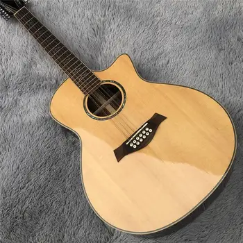 

12 strings cutaway 814 Acoustic Guitar,41 inches solid spruce top Electric Acoustic Guitar,Free shipping
