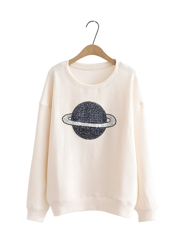 GOPLUS зима Негабаритных Толстовки Толстовка женская однотонная уличная круглый