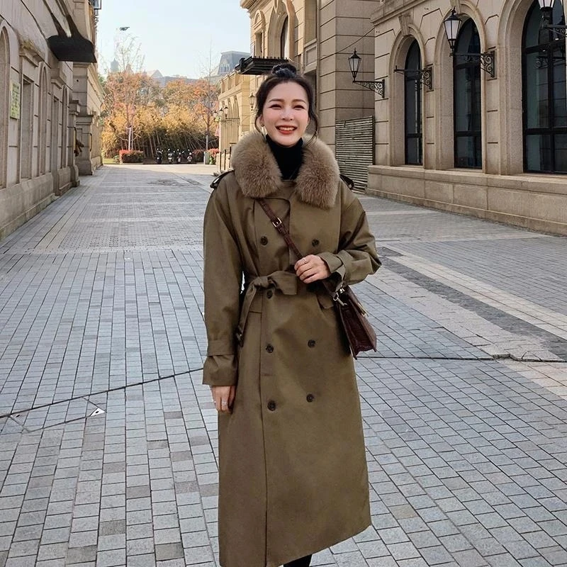 

Новинка 2021, утепленная ветровка Parker, зимняя куртка и пальто, женская верхняя одежда с хлопковой подкладкой в Корейском стиле, длинное Свободное пальто с шерстяной подкладкой