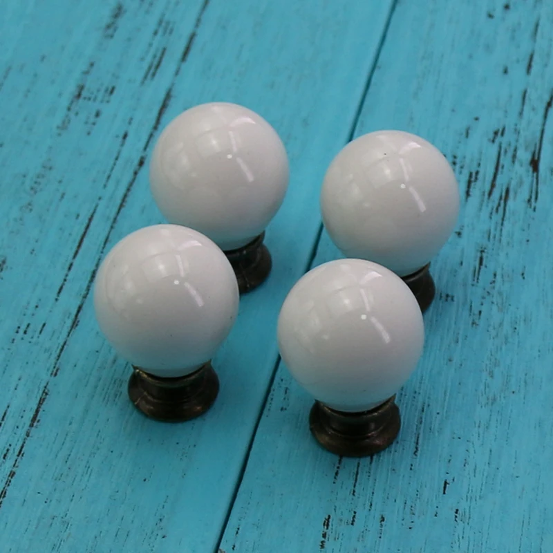10PCS White Ceramic Ball Design Drawer Pull Handle Creative Ceramic Cabinet Pulls Furniture Cupboard Knobs
