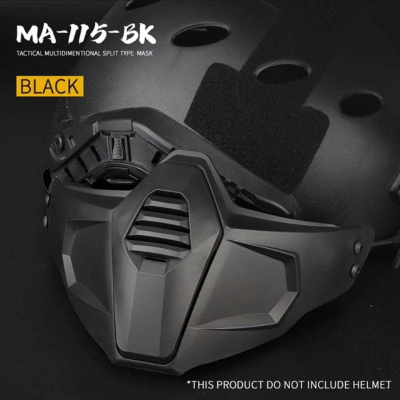 BK 3D мульти сплит тактическая пейнтбольная маска Половина лица защитные военные очки гель бластер BB пистолет стрельба CS Охотничьи аксессуары - Цвет: BK
