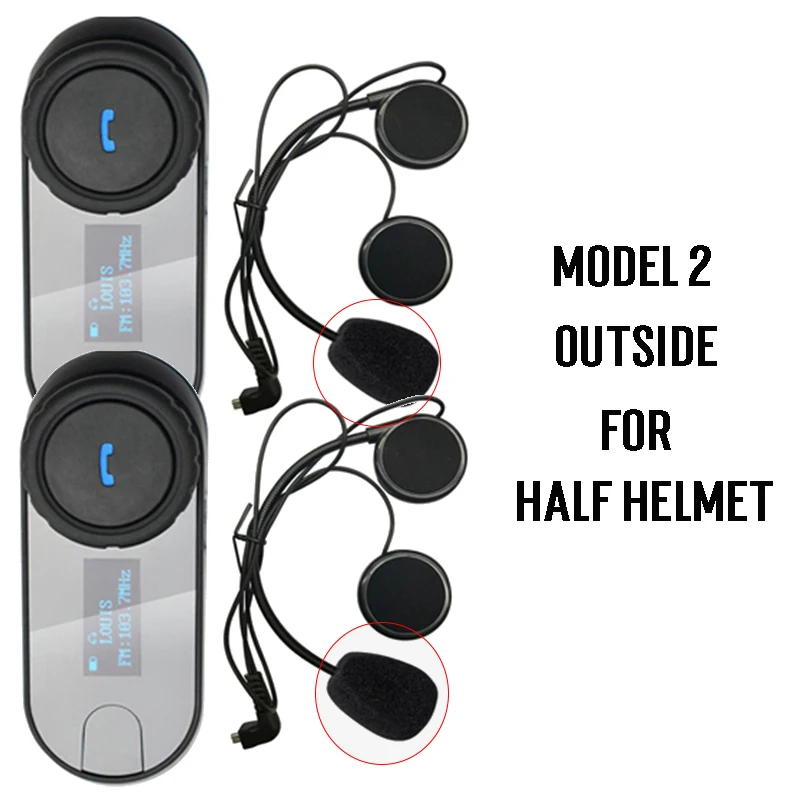 2x мотоциклетная bluetooth гарнитура с ЖК-экраном, fm-радио, 800 м, портативная рация, T-COM, 3 гонщика, говорящая bluetooth-гарнитура - Цвет: model 2