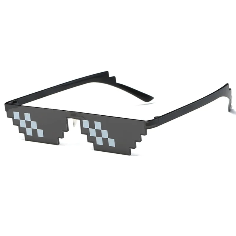 

New Hot Sell Classic Thug life Deal With It Sunglasses Rectangle Men 8 bits Mosaic Pixel Sun Glasses For Women Lunette De Soleil