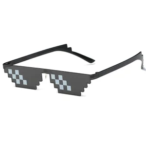 New Hot Sell Classic Thug life Deal With It Sunglasses Rectangle Men 8 bits Mosaic Pixel Sun Glasses For Women Lunette De Soleil