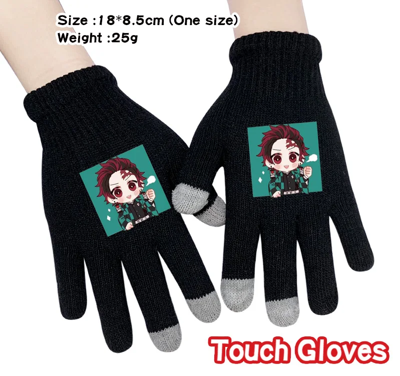 Demon Slayer Kimetsu No Yaiba Zenitsu Tanjirou Nezuko Inosuke вязаные сенсорные перчатки, хлопковые теплые пальчиковые варежки для косплея, зимние Gif
