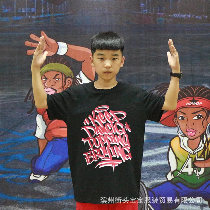 

Children Hip Hop Clothing Summer Trend Hip Hop Hip Hop Costume Children Creative Graffiti Short Sleeve