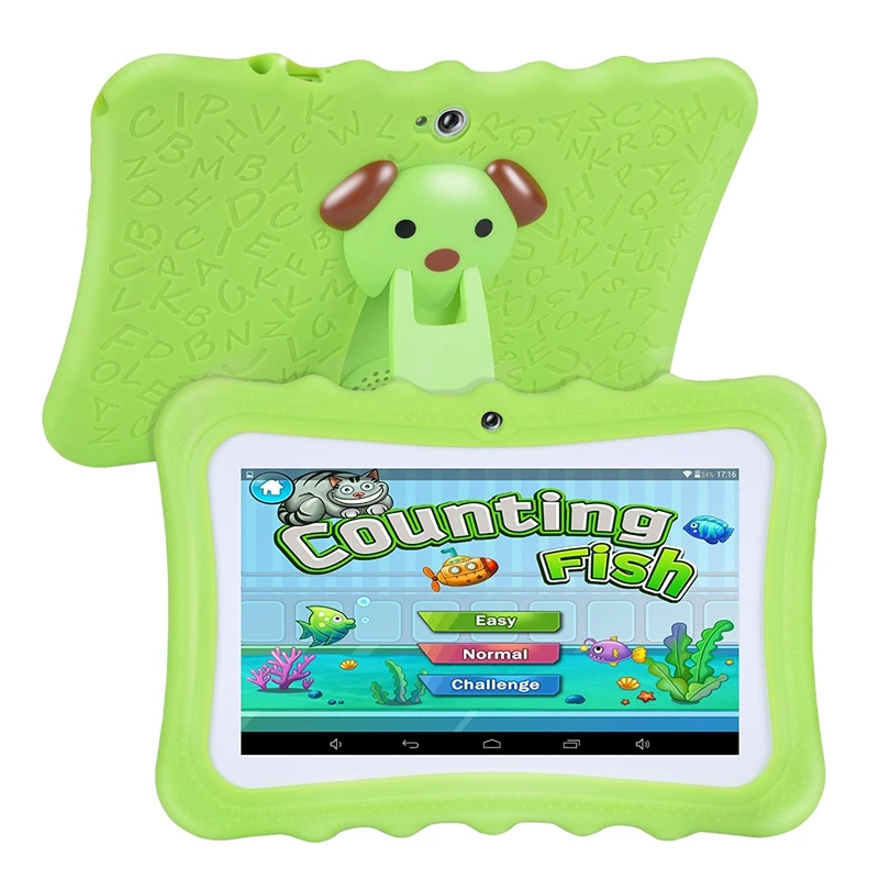 Green 7 дюймов Детские Планшеты Android двойной Камера Wi-Fi игра для обучения, подарок для мальчиков и девочек,(вилка стандарта Великобритании - Цвет: Green