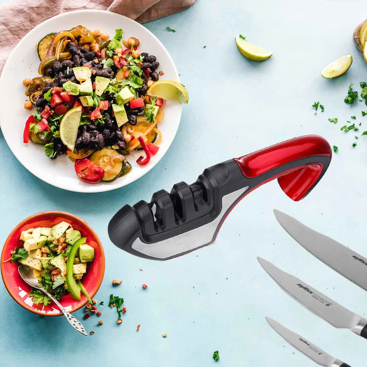 Точилка для ножей, 3 этапа, Профессиональная кухонная заточка, точильный камень, точильный камень, вольфрам, Алмазный керамический точильный инструмент
