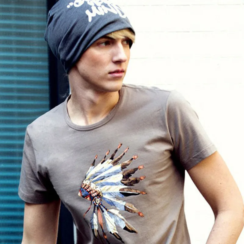 

American style Indian embroidery pattern luxury short-sleeved t shirt Summer 2019 high-quality cotton boutique t shirt men