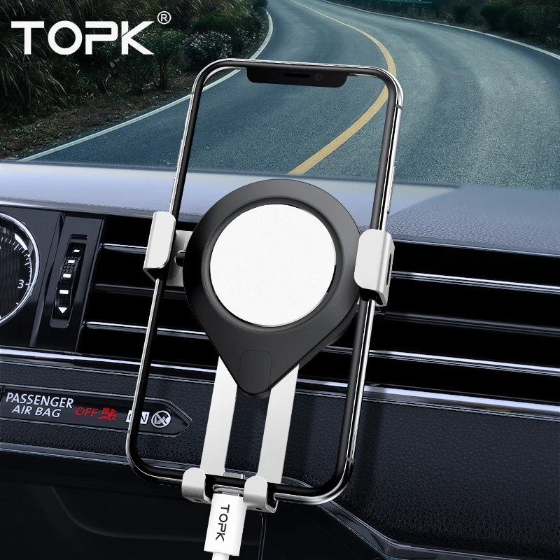  TOPK D17 Aluminium Legierung Schwerkraft Air Vent Halterung Auto Handy Halter für iPhone 11 Pro Xs 