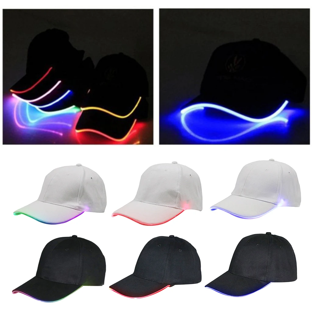 Fashion Ultra Bright LED Baseball Cap Optical Fiber Glowing Hat Hip-Hop
