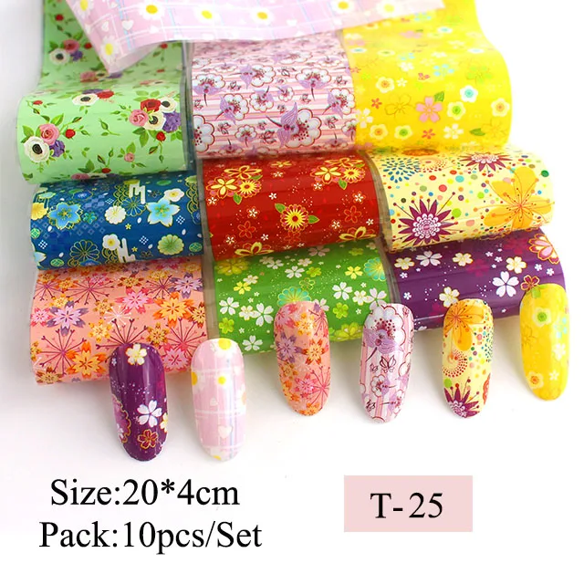 23 типа звездное небо цветок голографическая наклейка для ногтей Фольга Набор переводные наклейки для дизайна ногтей Фольга Обертывания клейкие наклейки украшения для дизайна ногтей - Цвет: T-25