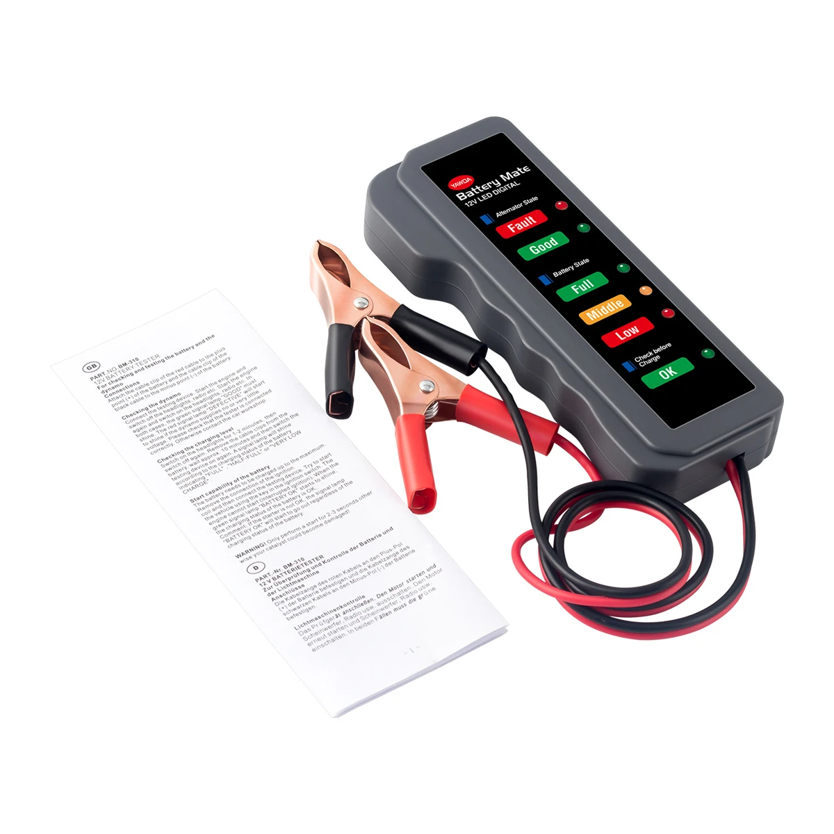 12V Car Battery Tester Digital Alternator Tester Packing List