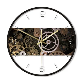 

Mechanism Texture Printed Wall Clock Clockwork Steampunk Gear Contemporary Watch Mechanical Engineer Mechanic Zegar Scienny