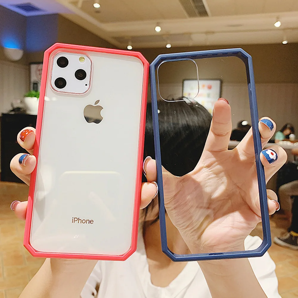 Роскошный прозрачный однотонный акриловый чехол для телефона для iphone6 6s 7 8 plus x xs xr xsmax 11 pro max Чехол для мобильного телефона