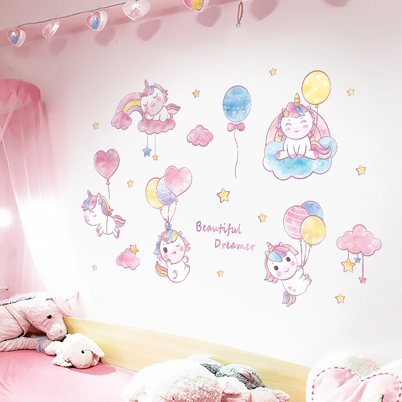 Экологичные милые детские наклейки на стены в виде единорога для детской комнаты