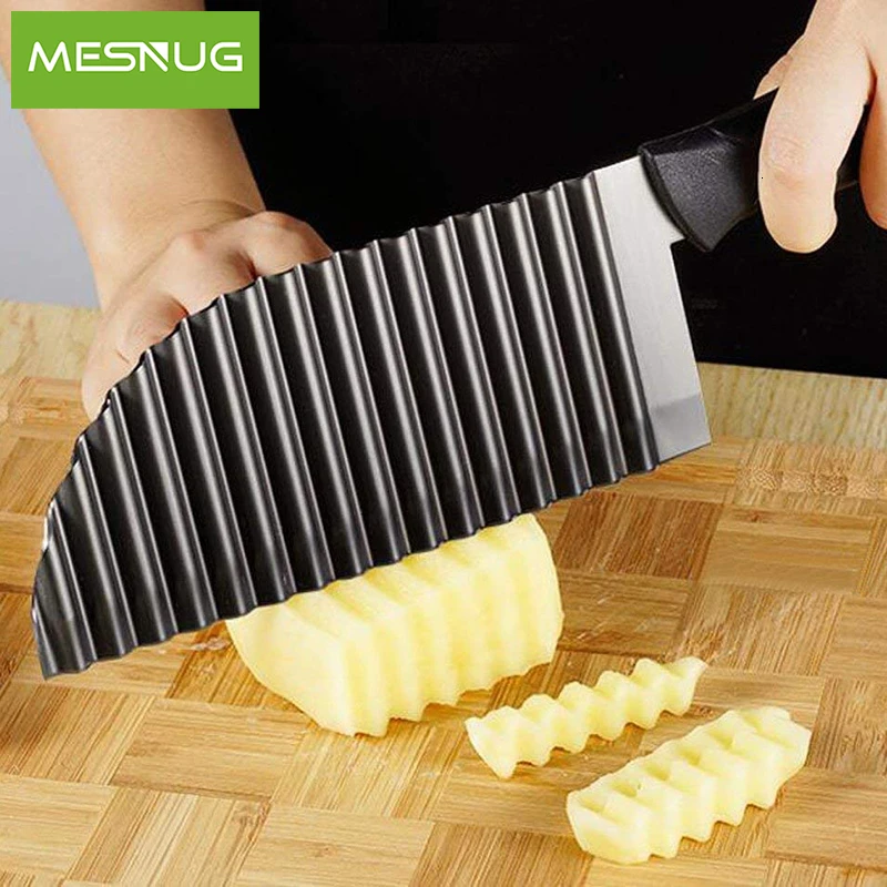 MESNUG Professional Wave French Fry Cutter Stainless Steel Crinkle Potato Slicer Kitchen Tool Vegetable Carrot Chopper Knife |