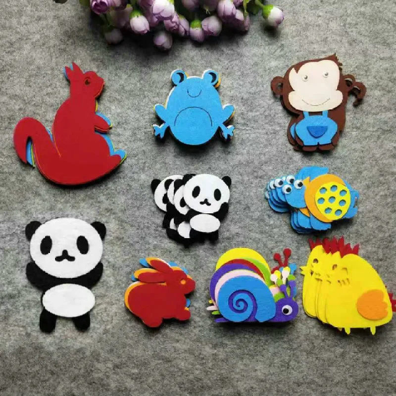 T-N Non-woven Felt Animal Monkey Panda Kangaroo Chicken DIY Pack Kindergarten Decoration Primary School Classroom Wall Stickers