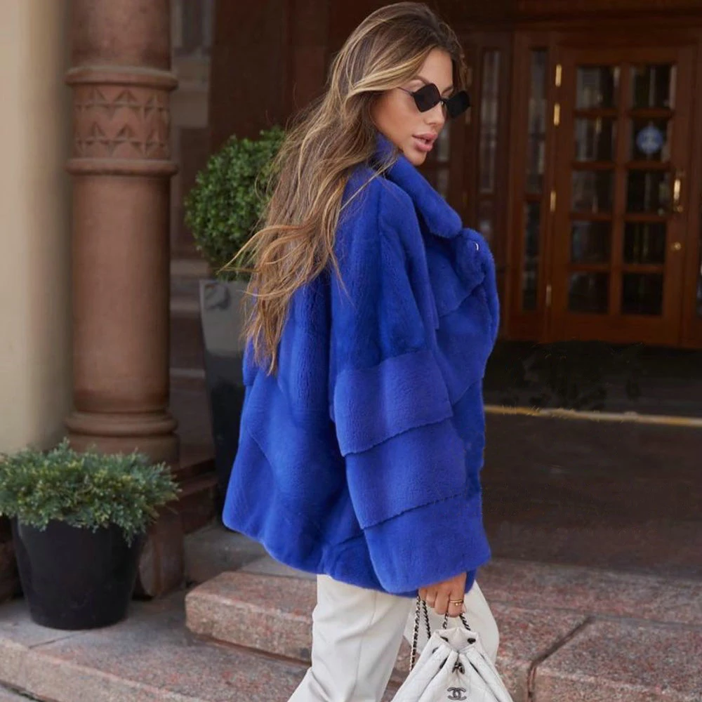 Women Mid-length Natural Mink Fur Jackets Winter 2022 New High Quality Woman Casual Full Pelt Mink Fur Coat Genuine Fur Overcoat