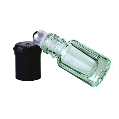 Wholesale 3ml Empty Essential Oil Bottles With Ball Octangle Glass Transparent Rall-on Bottle Perfum Makeup Refillable Container - Color: grass green