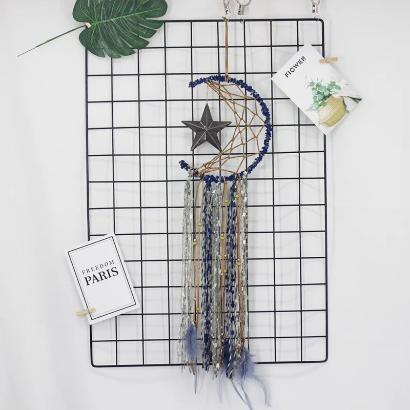

Retro Dream Catcher Feather Handmade Blue Dream Catcher Net With feathers Car-Wall Hanging Ornament Craft Dreamcatcher Gift