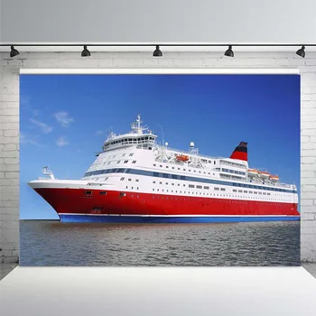 

Mehofoto Blue Sky White Cruise Ship Portrait Scene Photographic Backdrops Customized Photography Backgrounds for Photo Studio