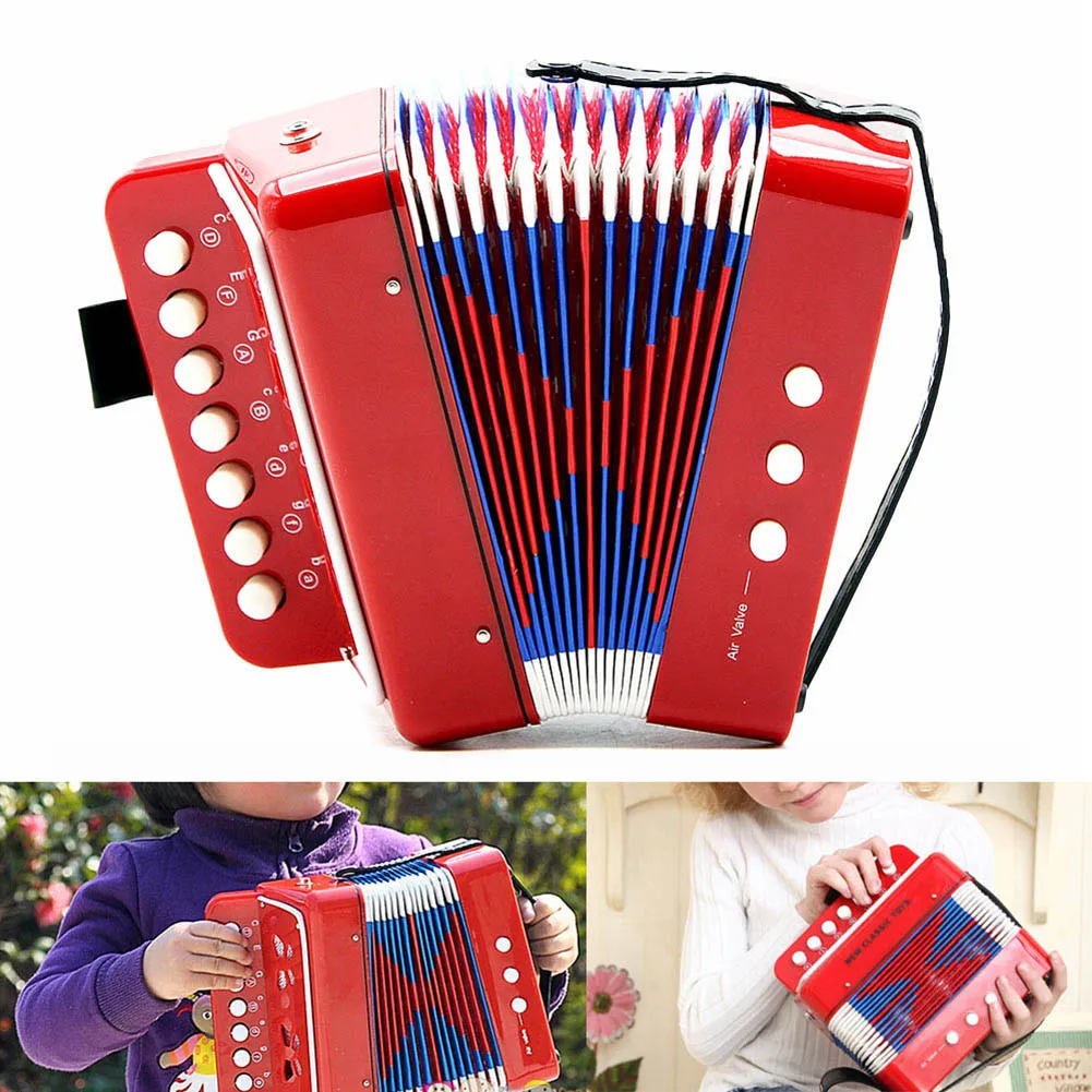 

Mini Small Accordion 17-Key 8 Bass Educational Musical Instrument Rhythm Band Toy for Kids Children Gift