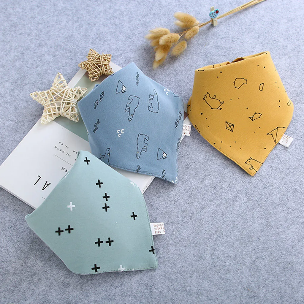 Baby saliva towel bib Baby Bibs Saliva Towel Baby Boys Girls Feeding   bib newborn cotton triangle scarf 3 pencil bears