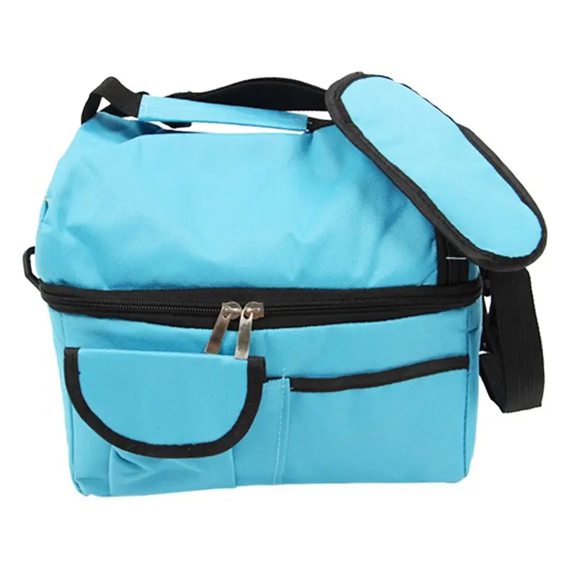 

insulated cooler bag lunch changing storage foldable picnic cooler bag Light Blue