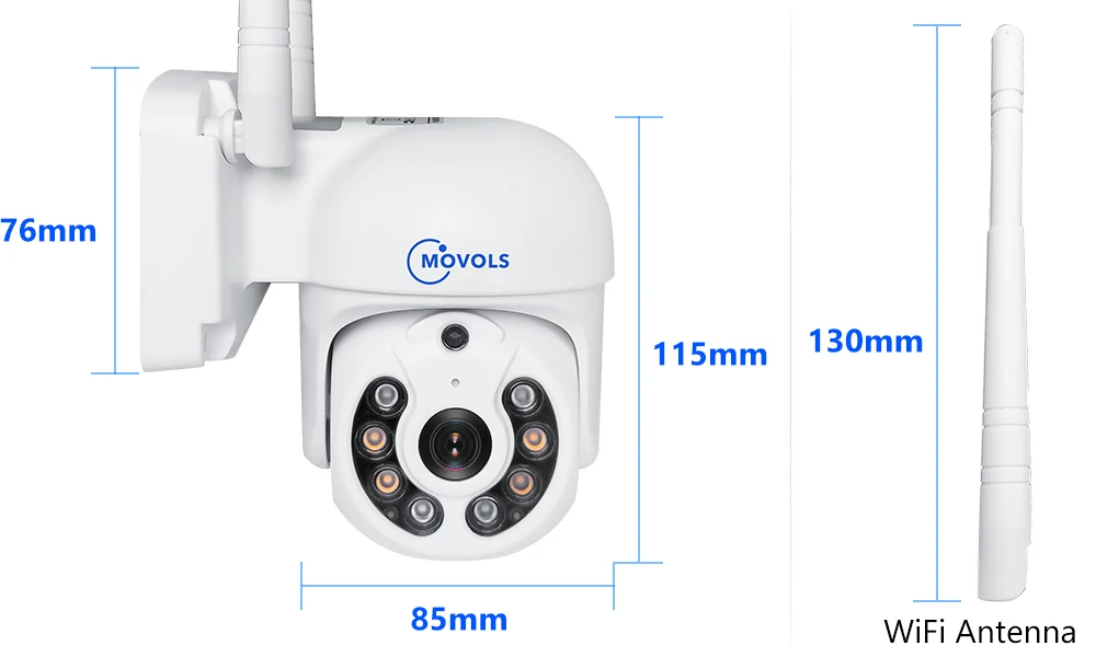 MOVOLS 3MP 5MP IP Camera Smart Tracking Wireless Two Way Audio PTZ Outdoor Water