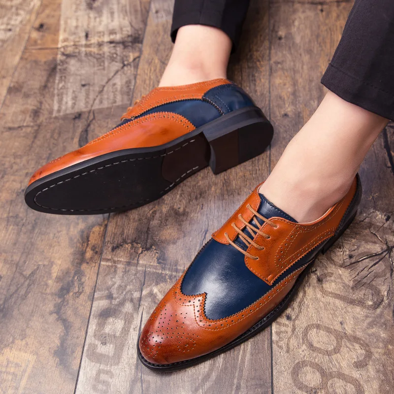 Merkmak/Модные Туфли-оксфорды с перфорацией типа «броги»; мужские кожаные официальные модельные туфли; удобные мужские вечерние туфли; большие размеры 38-47