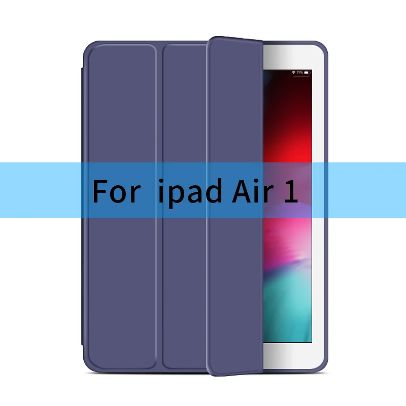 Для iPad Air 2 Air 1 чехол 9,7 дюймов Funda силиконовый мягкий чехол для задней панели из искусственной кожи Смарт A1566 A1474 A1475 A1567 чехол поколения Чехол - Цвет: Air1-Dark blue