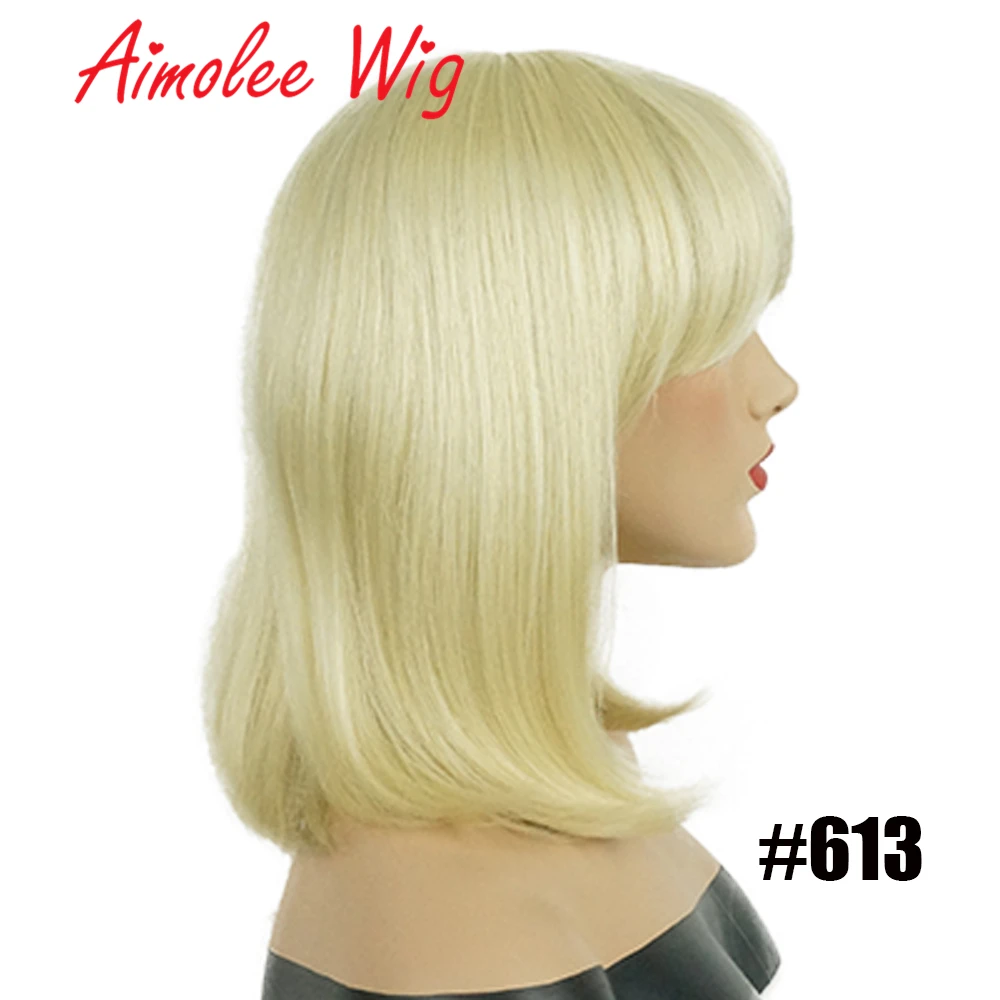 #613 Aimolee, 14 дюймов, длинный коричневый парик, смесь, 70% человеческие волосы, синтетический парик, высокая плотность, парики для женщин, вечерние, для работы - Цвет: #613