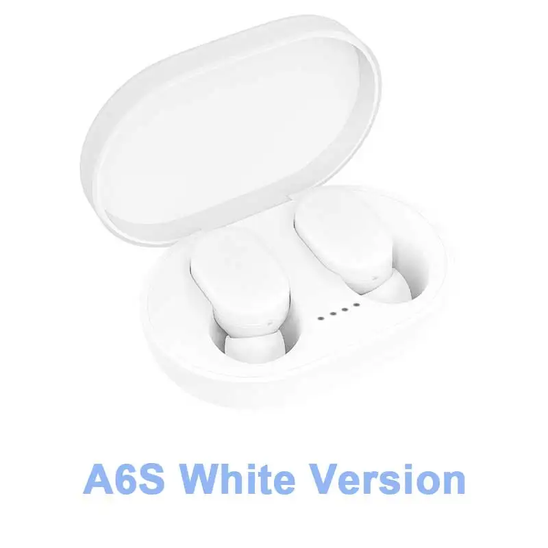 A6S беспроводные Bluetooth наушники для Xiaomi Redmi Airdots TWS наушники 3D стерео гарнитура снижение шума микрофон с зарядным устройством - Цвет: Белый